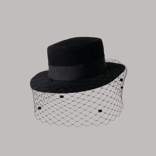 winter boater with veil