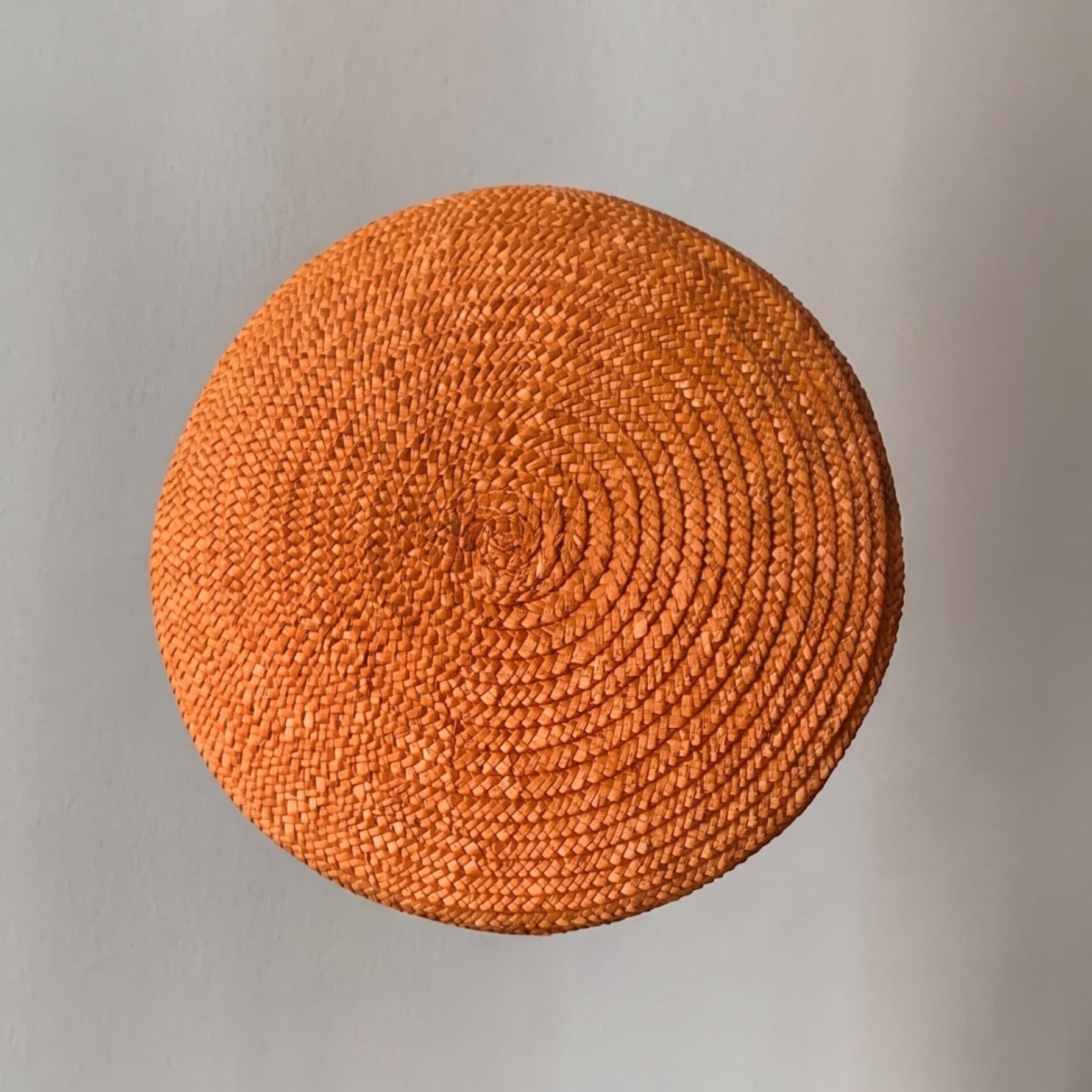 Handmade orange straw beret for women, sculptural summer hat