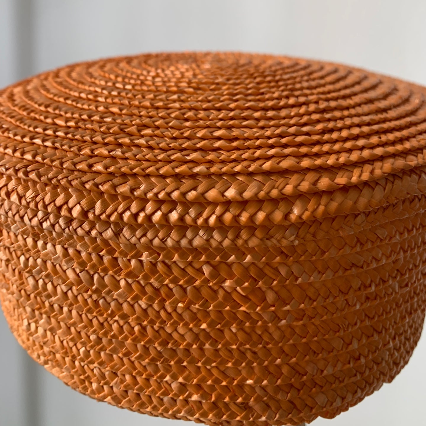 Handmade orange straw beret for women, sculptural summer hat
