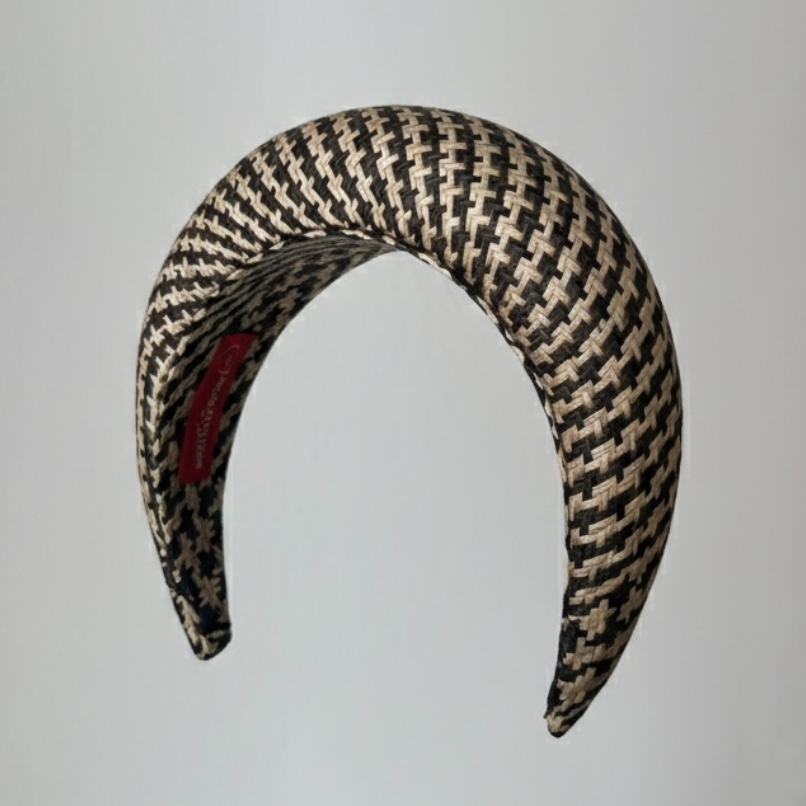 Checked Straw Headband