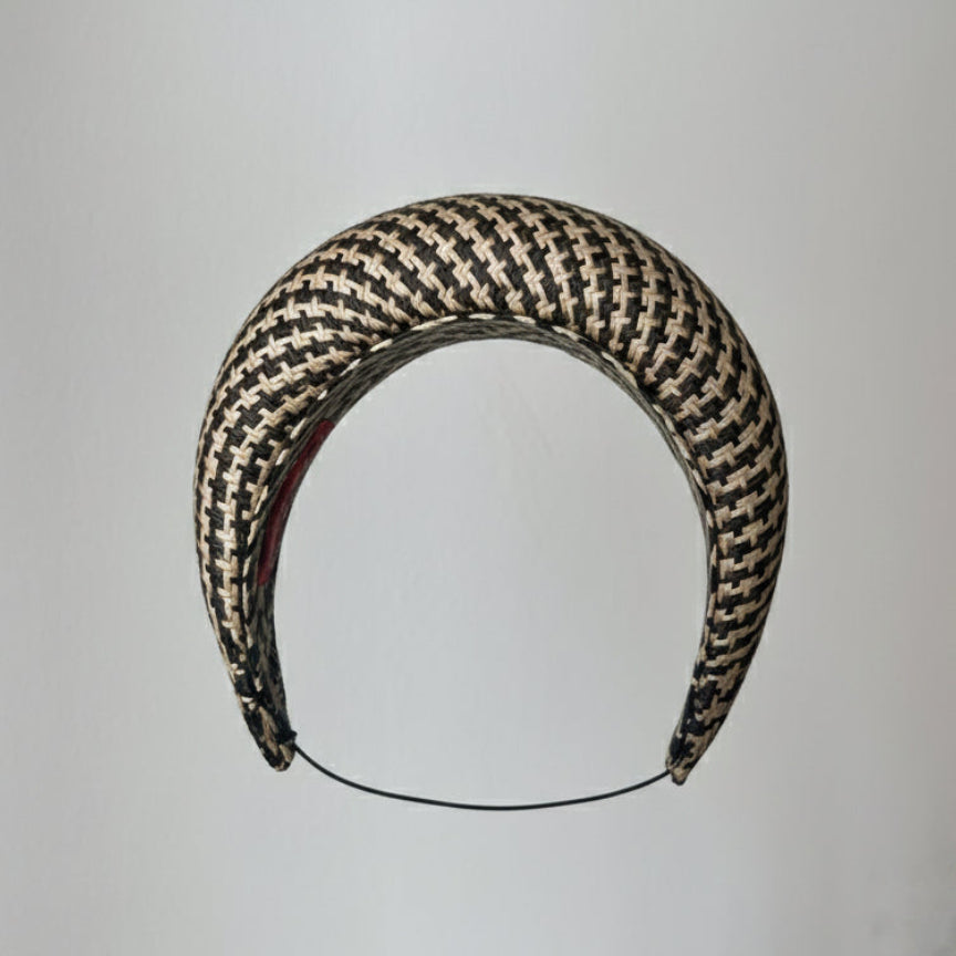 Checked Straw Headband