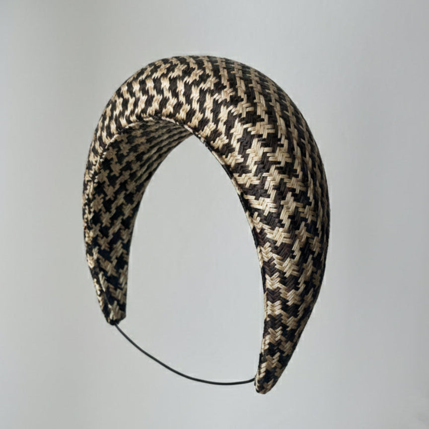 Checked Straw Headband